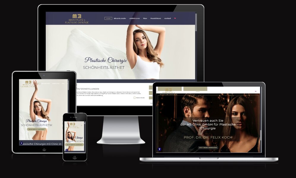 Referenz Website Plastische Chirurgie m3 Clinic – Prof. Dr. Dr. Felix Koch Wiesbaden