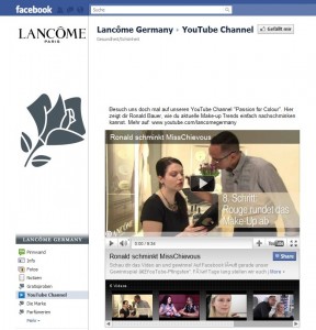Facebook Page von Lancome Germany - Einbindung Youtube Channel
